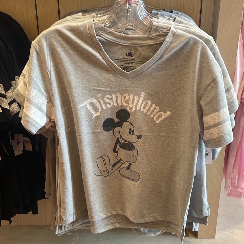 Disney Parks Gray Disneyland Mickey Mouse Football T Shirt NEW